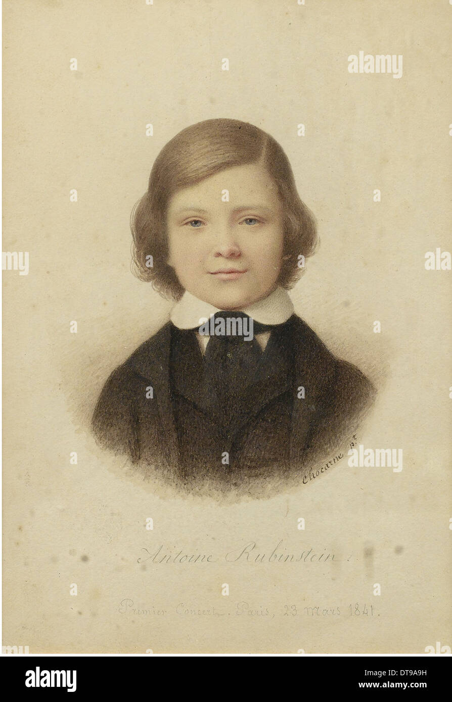 Anton Rubinstein (1829-1894), at the age of 12 years, 1841. Artist: Chocarne, Geoffroy-Alphonse (1797-1857) Stock Photo