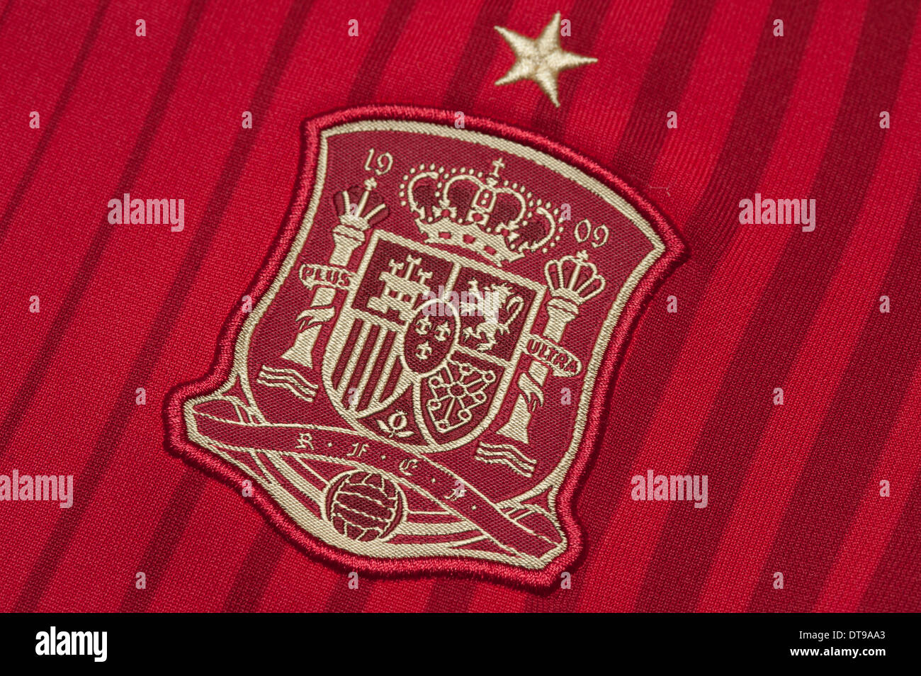 Close up of the Spanish National Football team kit Stock Photo