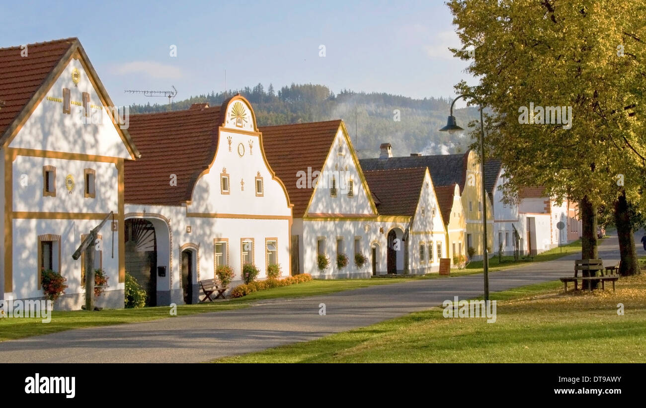 Rustic houses on the small village of Holasovice, South Bohemia, Czech