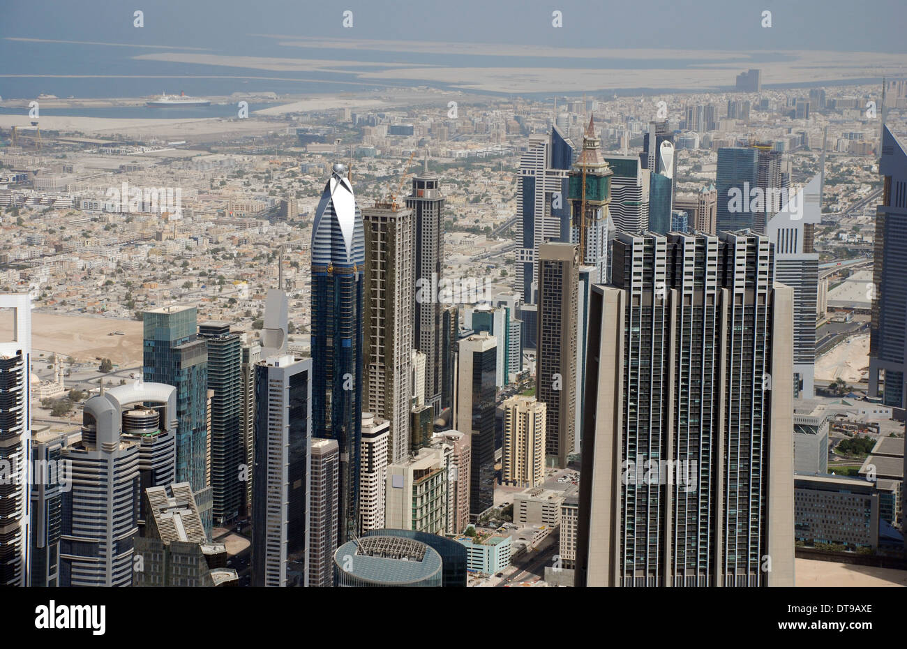 Aerial view of Dubai in the united arab emirates Stock Photo