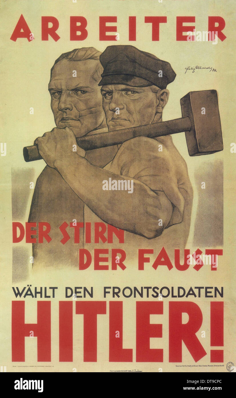 Vote for the front Soldier Hitler!, 1932. Artist: Albrecht, Felix (active 1932-1941) Stock Photo