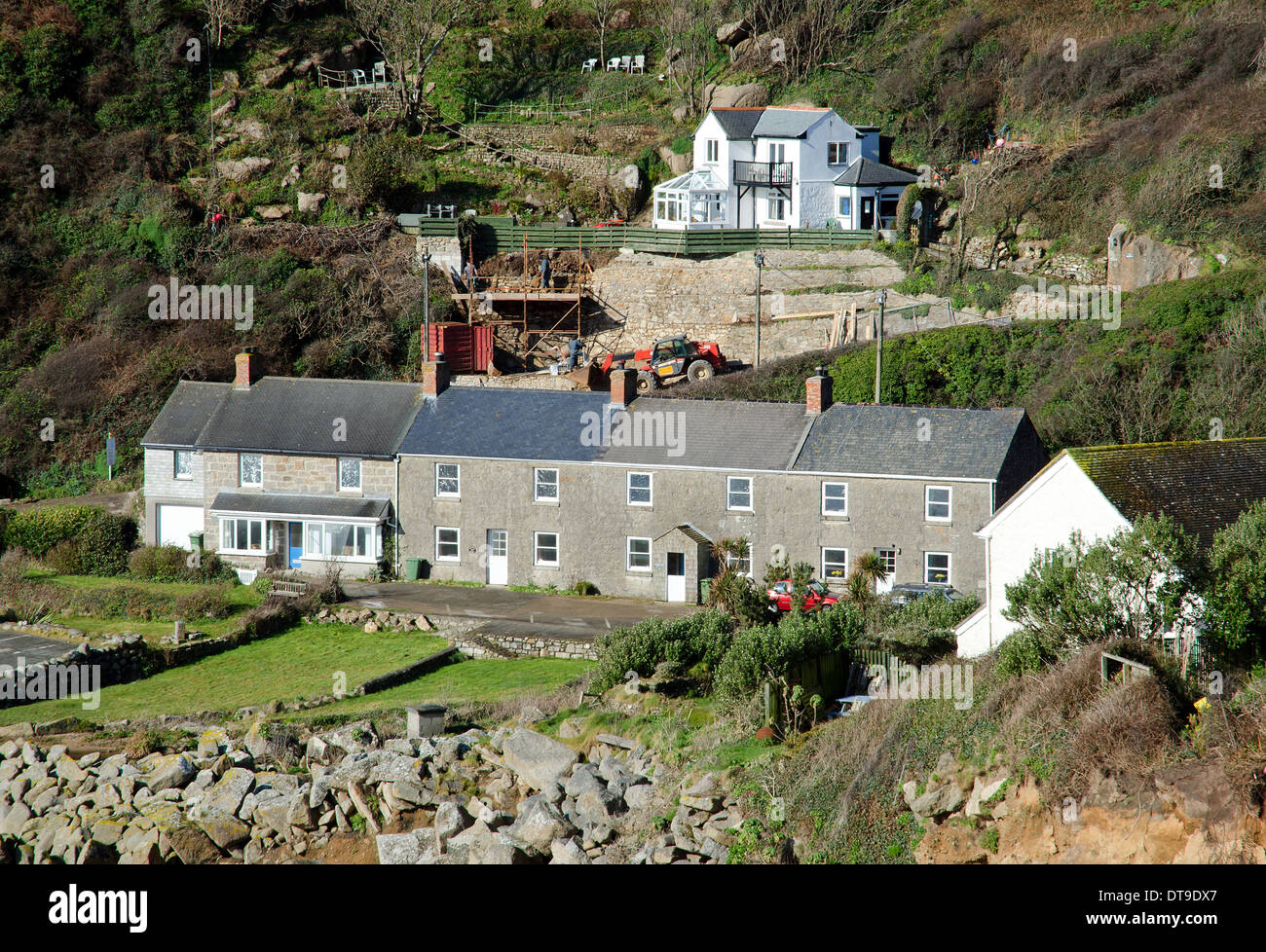 a row of cottages belonging to the National Trust at Lamorna cove in