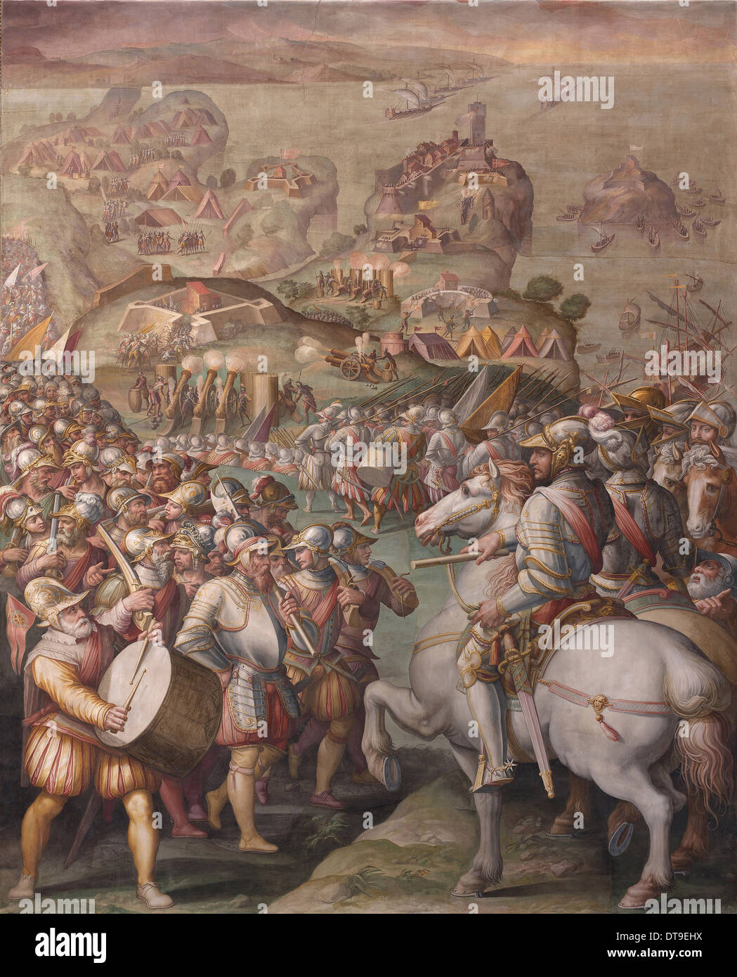 Capture of Porto Ercole, 1568-1570. Artist: Vasari, Giorgio (1511-1574) Stock Photo