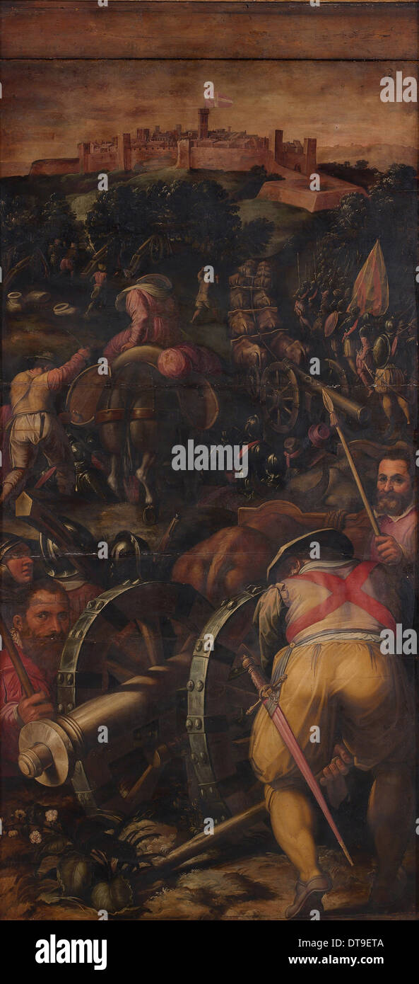Storming of Monteriggioni, 1563-1565. Artist: Vasari, Giorgio (1511-1574) Stock Photo