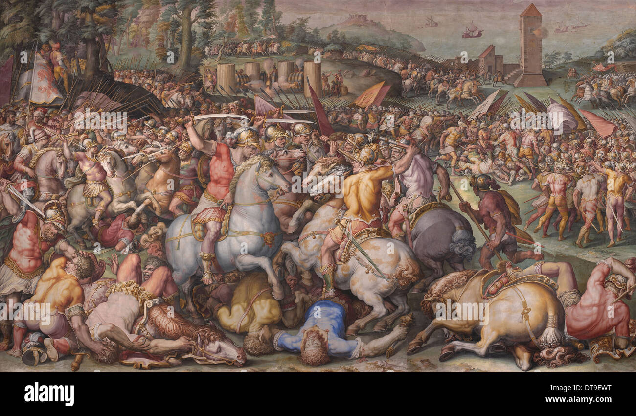 The rout of the Pisans at Torre San Vincenzo, 1568-1571. Artist: Vasari, Giorgio (1511-1574) Stock Photo