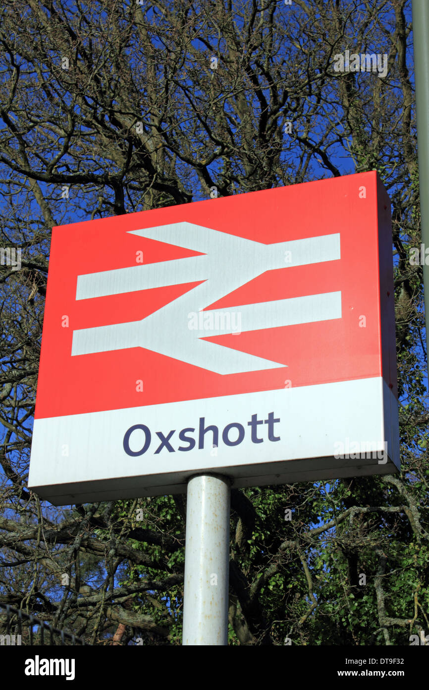 Oxshott railway in the Elmbridge commuter belt, Surrey, England, UK Stock Photo