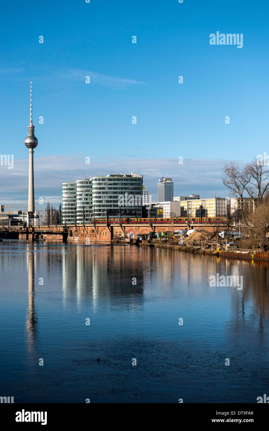 View of Berlin and Fernsehturm TV Tower Germany Europe Stock Photo