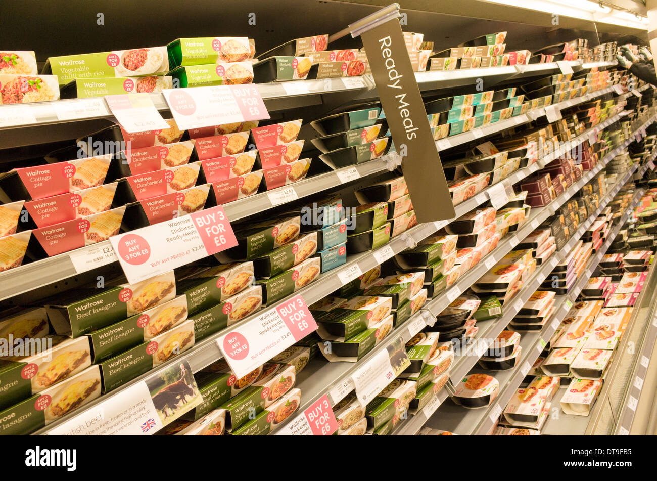 Ready meals at Waitrose supermarket, London, UK Stock Photo