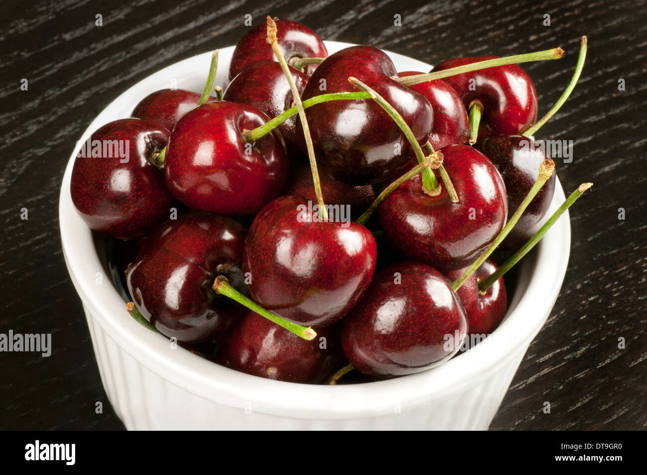 Close-up of a bowl of cherries. Stock Photo