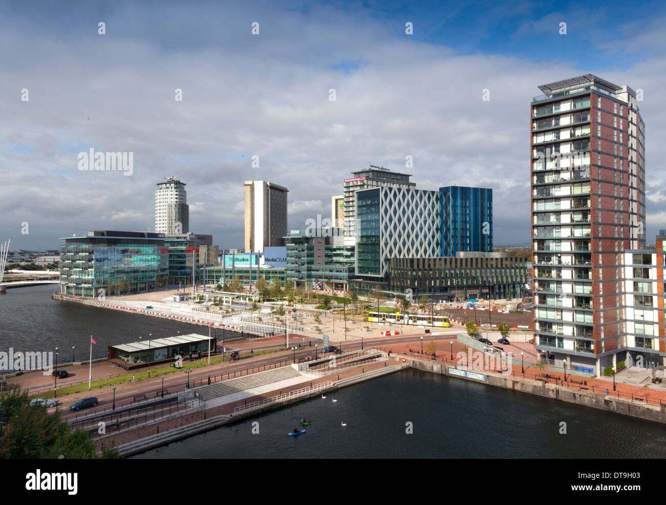 Salford Quays Media City complex on the old dock area of Salford in Greater Manchester Stock Photo