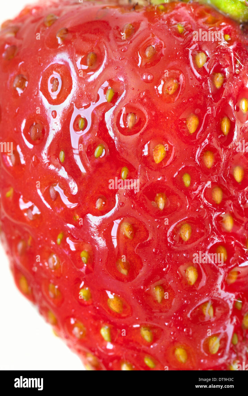 Macro of a ripe strawberry, side view. Stock Photo