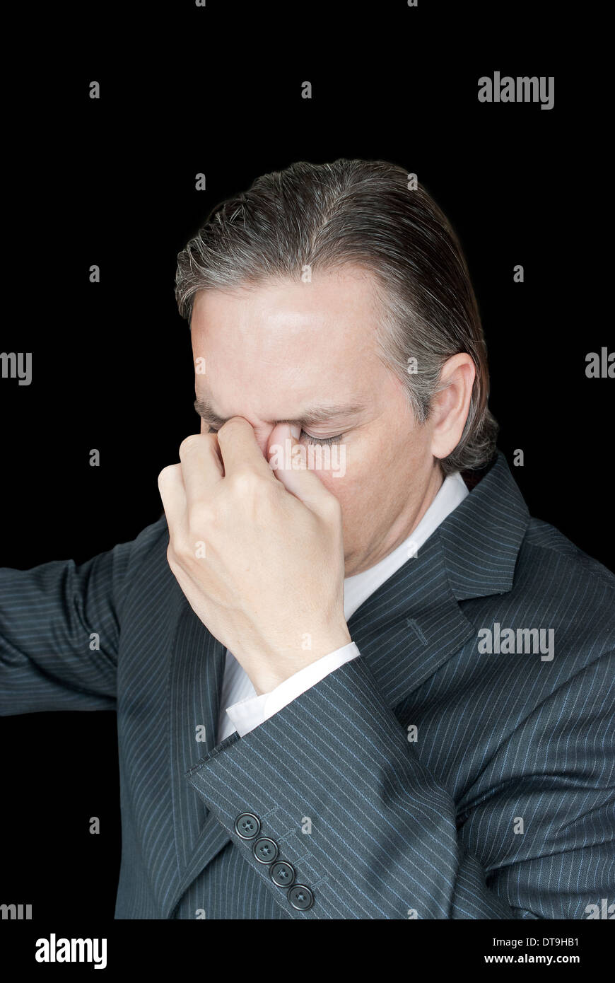 Close-up of a stressed businessman, front view. Stock Photo