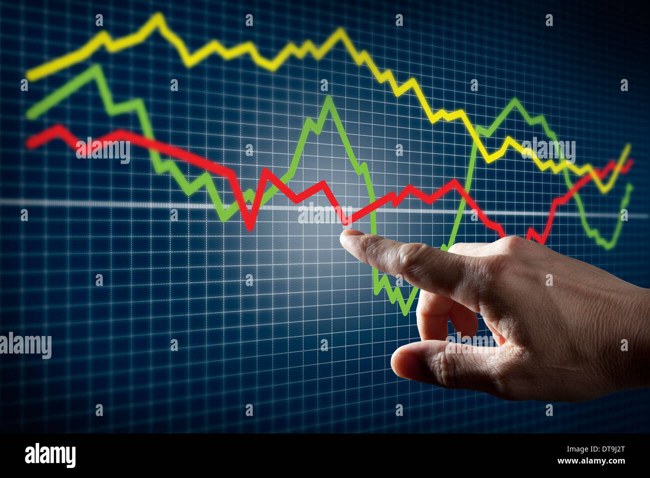 Touching Stock Market Chart Stock Photo