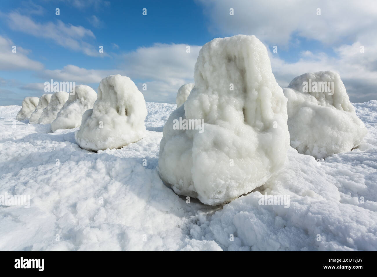 sea ice natural storm sculptures Stock Photo