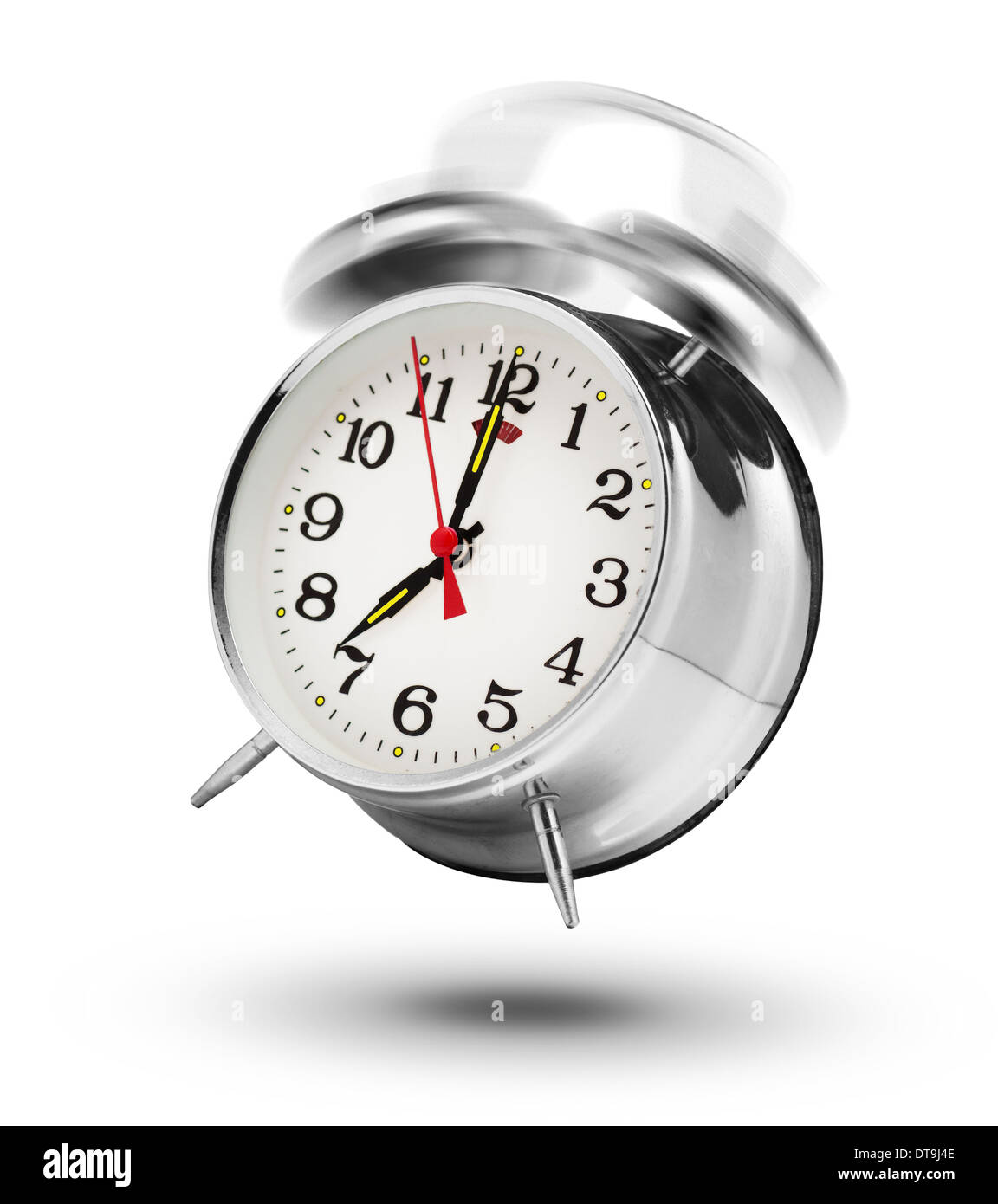 Ringing classical alarm clock isolated on white background Stock Photo
