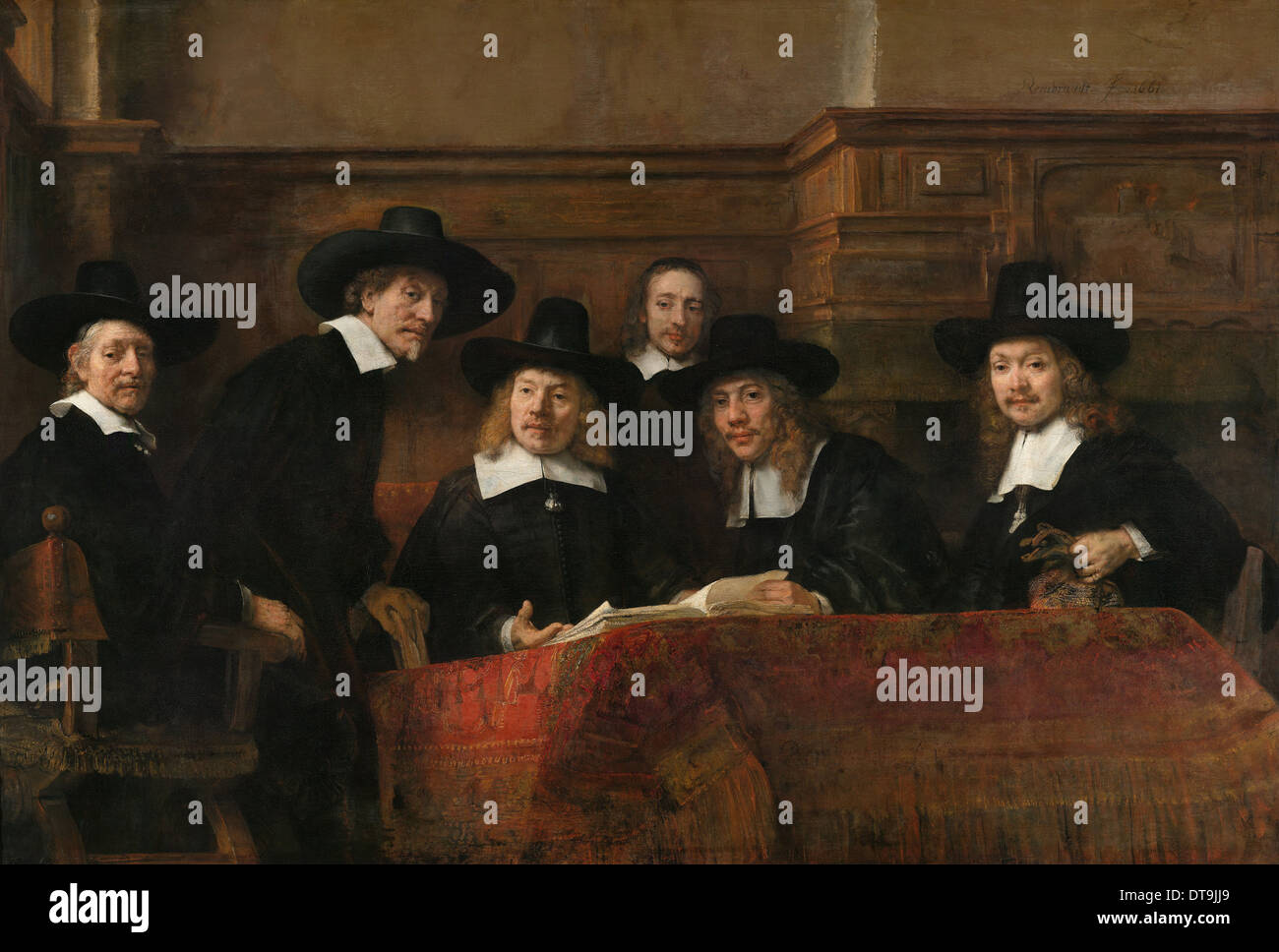 Syndics of the Drapers' Guild (The Sampling Officials), 1662. Artist: Rembrandt van Rhijn (1606-1669) Stock Photo