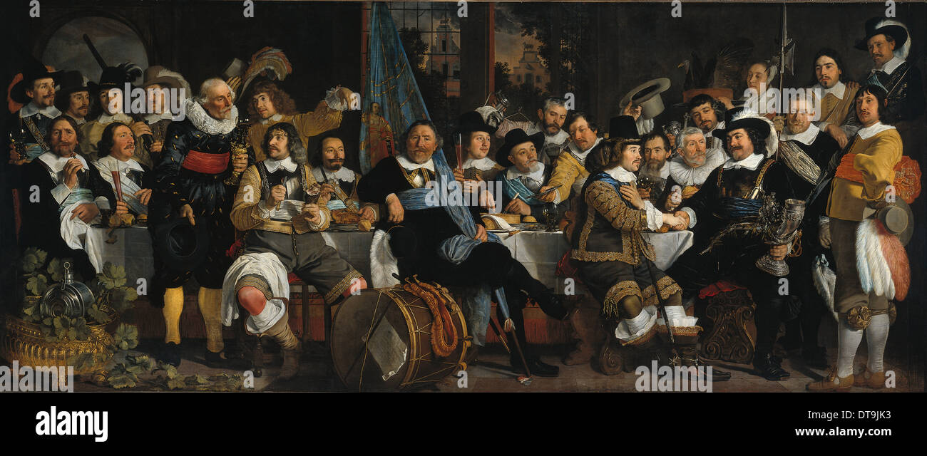 The celebration of the peace of Münster, 18 June 1648, in the headquarters of the crossbowmen's civi Artist: Helst, Bartholomeus van der (1613-1670) Stock Photo