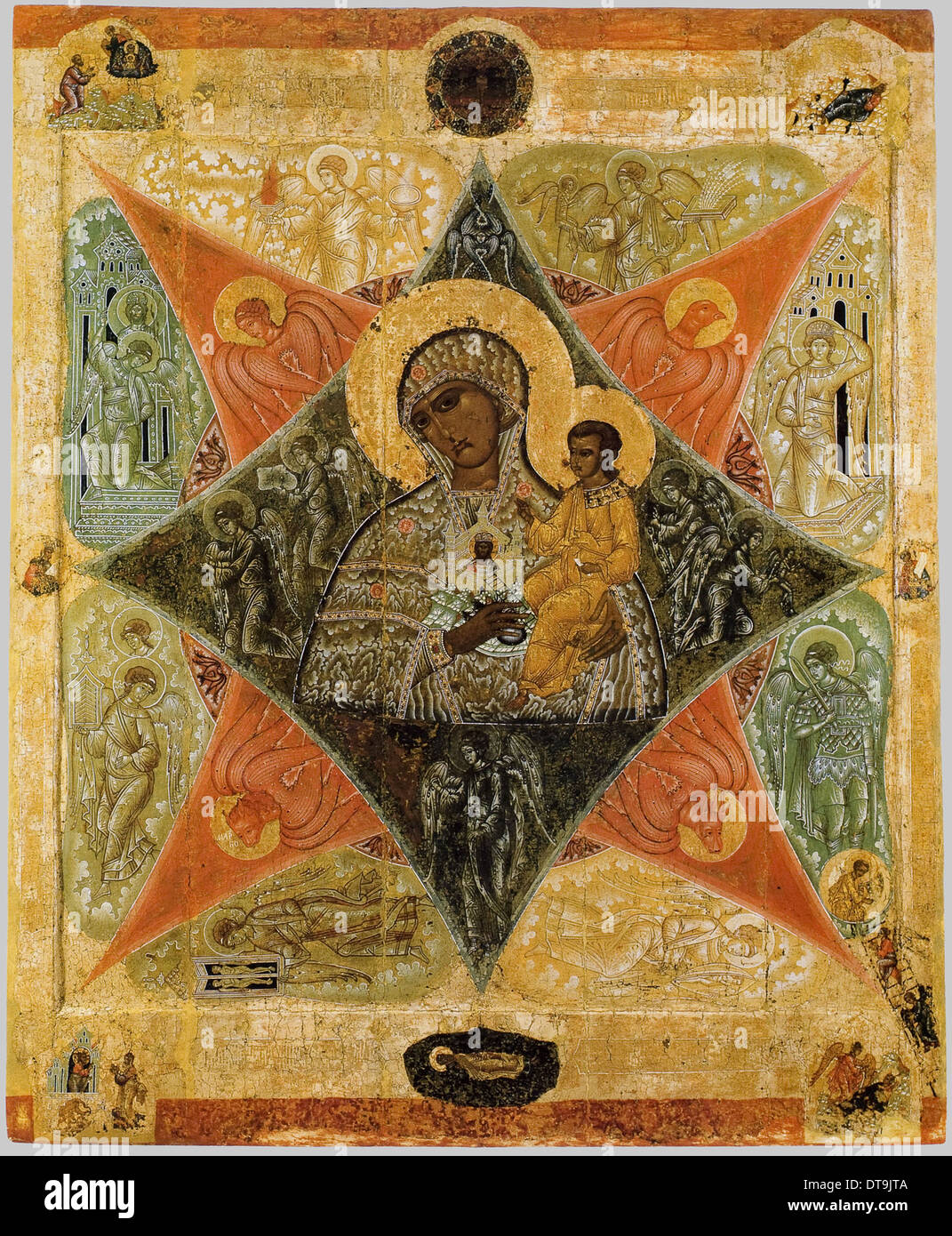 Mother of God of the Burning Bush, 16th century. Artist: Russian icon Stock Photo