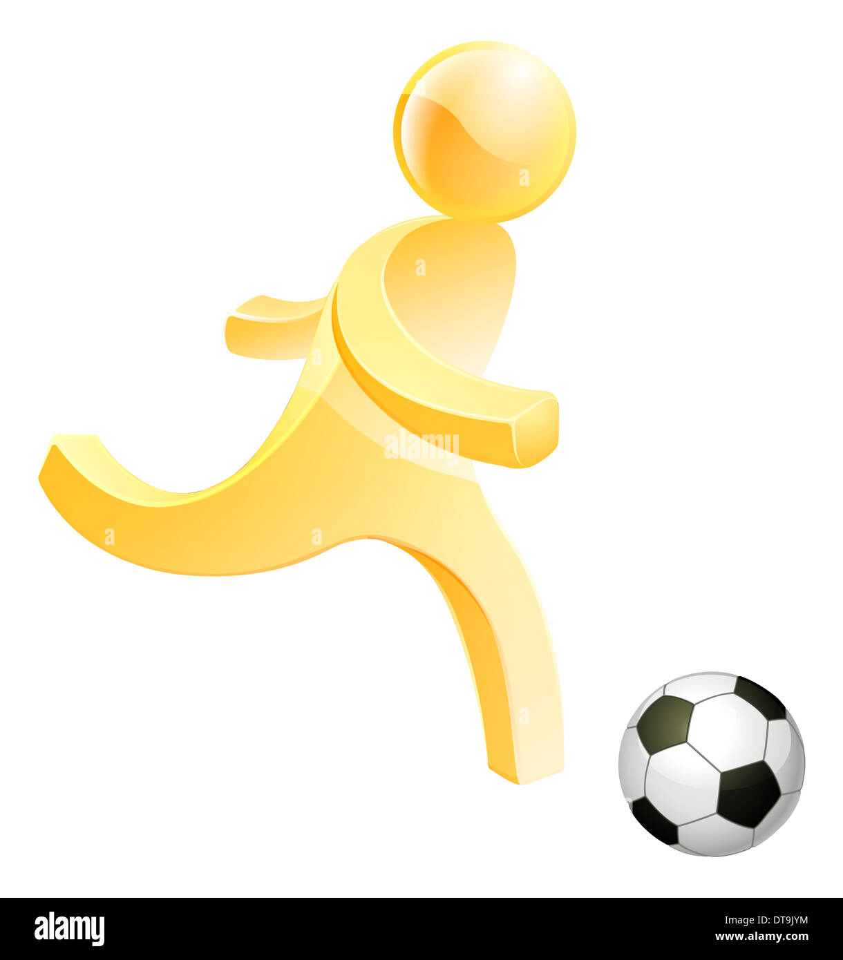 Soccer football person, a stylised person about to kick a soccer or foot ball Stock Photo