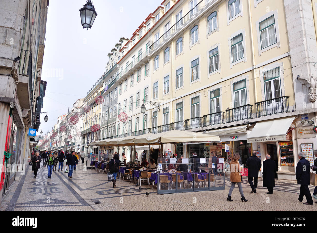 Pedestrianised Rua Augusta, Baixa District, Lisbon, Lisboa Region, Lisbon District, Portugal Stock Photo