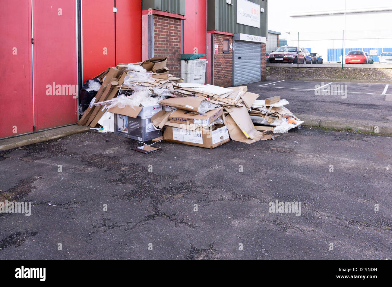 Scrap packaging materials at the back of a UK superstore Stock Photo