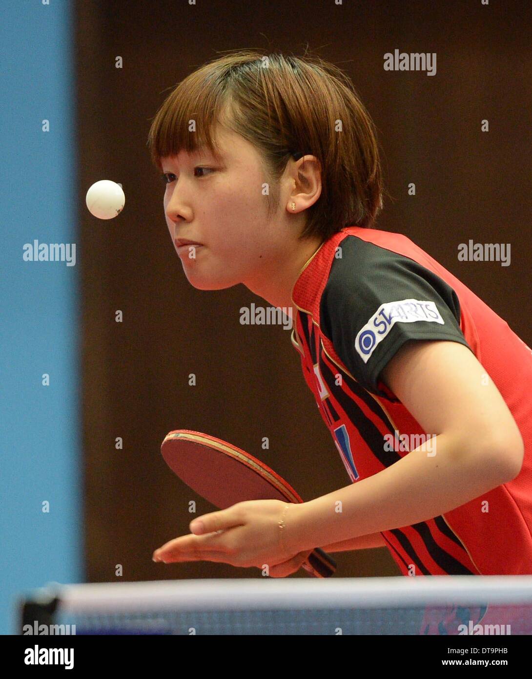 Kuwait City, Kuwait. 12th Feb, 2014. Tashiro Saki of Japan serves the