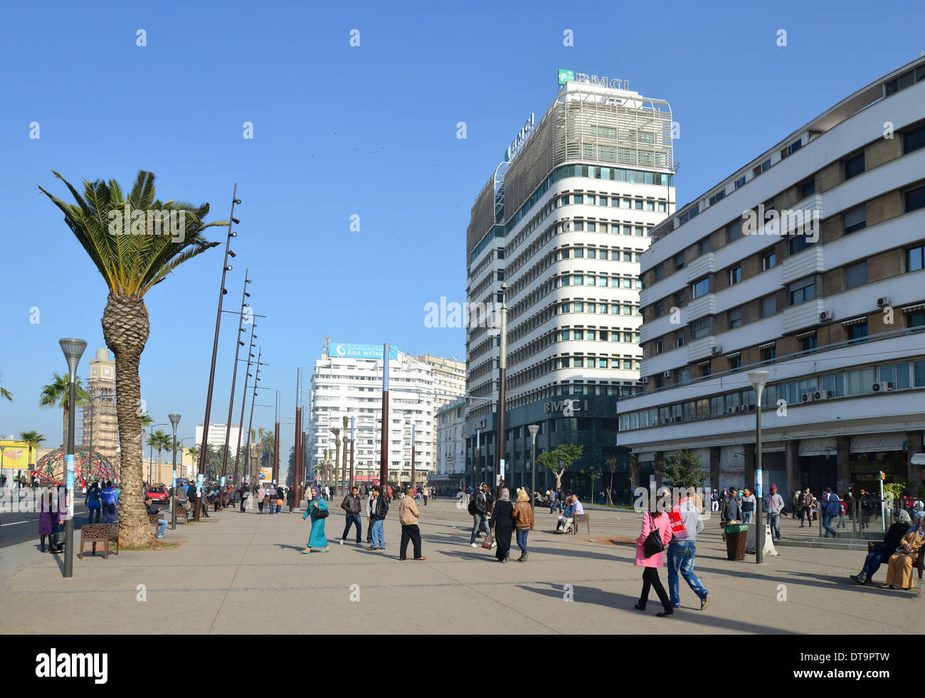 Place des Nations Unies, Casa-Anfa District, Casablanca, Grand Casablanca Region, Kingdom of Morocco Stock Photo