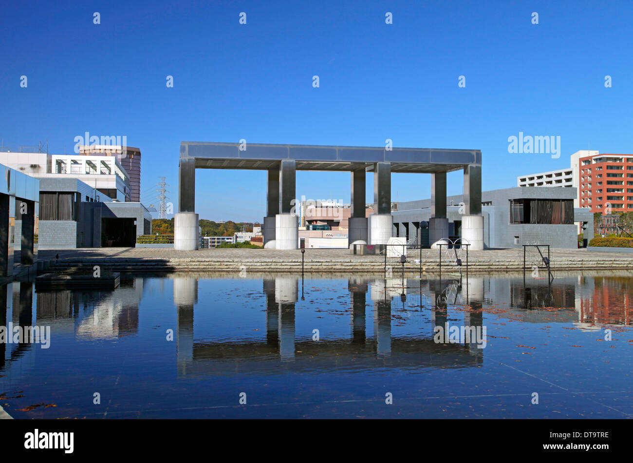 Parthenon Tama cultural facilities pond reflection Tokyo Japan Stock ...