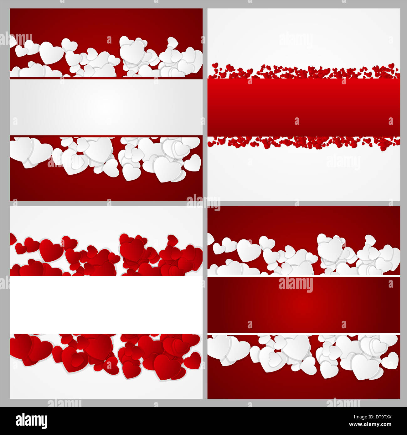 Big Set of Happy Valentines Day Card with Heart. Vector Illustration ...