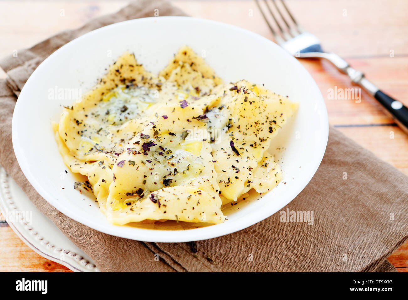 homemade ravioli with ricotta and spinach, food closeup Stock Photo - Alamy