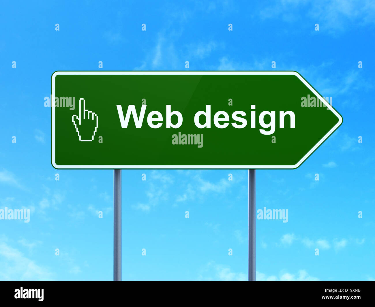 Web. Sign Web Design and Mouse Cursor on road sign background Stock Photo - Alamy