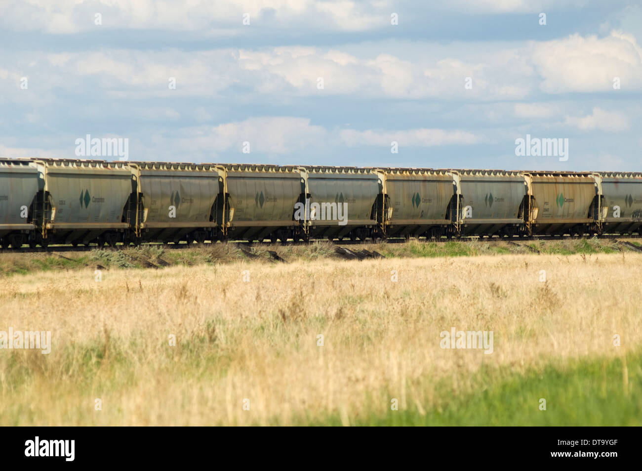 CP freight train outside Swift Current, Saskatchewan, Canada. Stock Photo