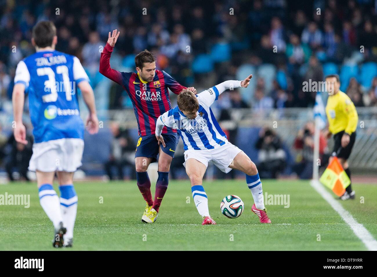 Feb. 12, 2014 - 12/02/14, San Sebastian, Canales (r) during spanish Copa del Rey soccer semifinal match between Real Sociedad and FC Barcelona played at Anoeta stadium, San Sebastian, Basc Country, Spain on 12 February 2014. Photo: Ortzi Omenaka / Urbanandsport / NurPhoto (Credit Image: © Ortzi Omenaka/NurPhoto/ZUMAPRESS.com) Stock Photo