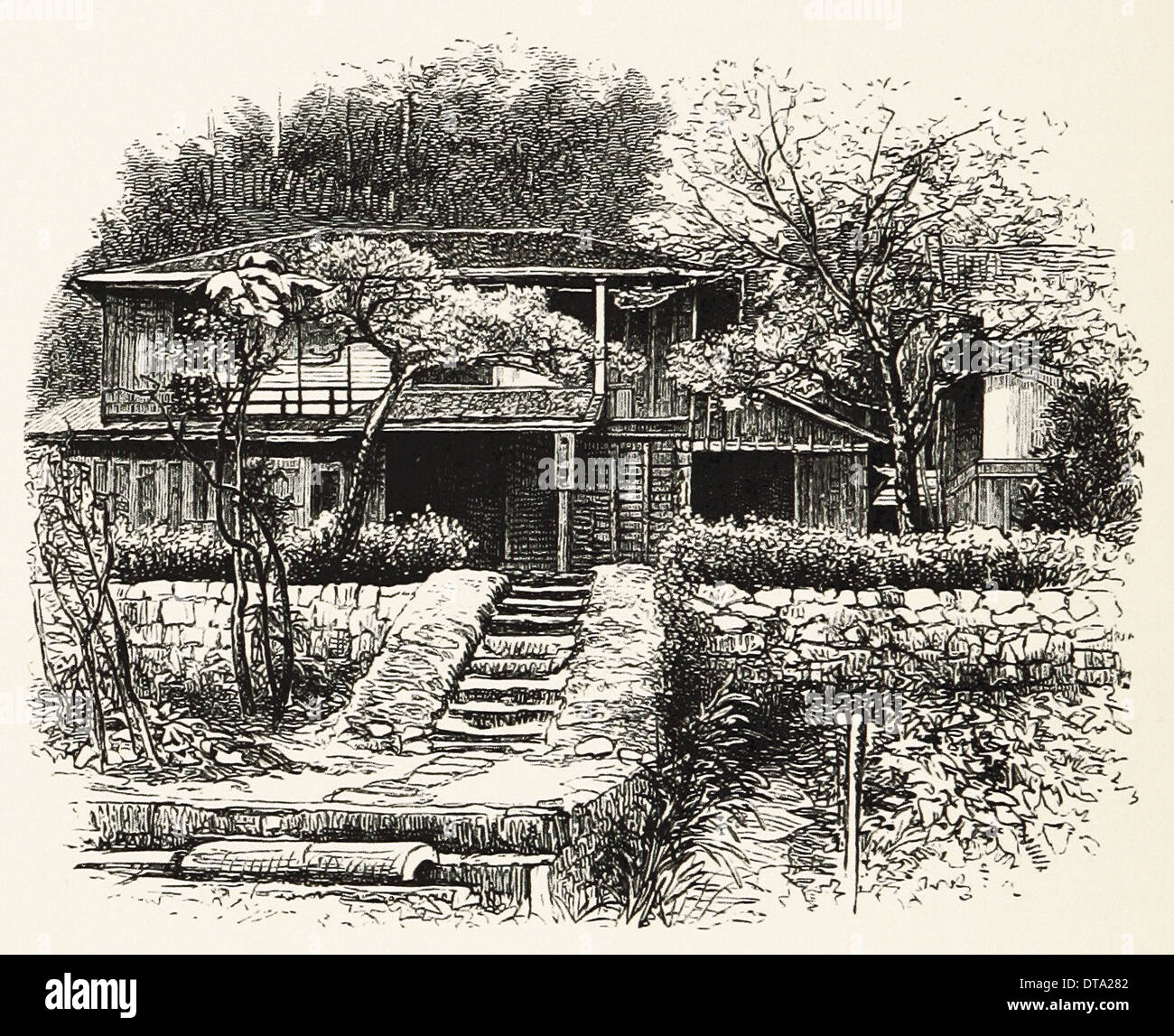 Japan Kanayas House British Engraving Xix Th Century Japan Kanayas House British Engraving Xix Th Century