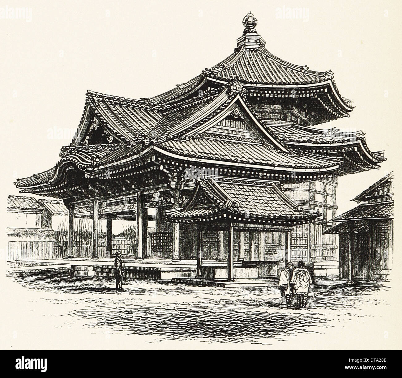 Japan : The Rokkukado - British engraving XIX th century Stock Photo