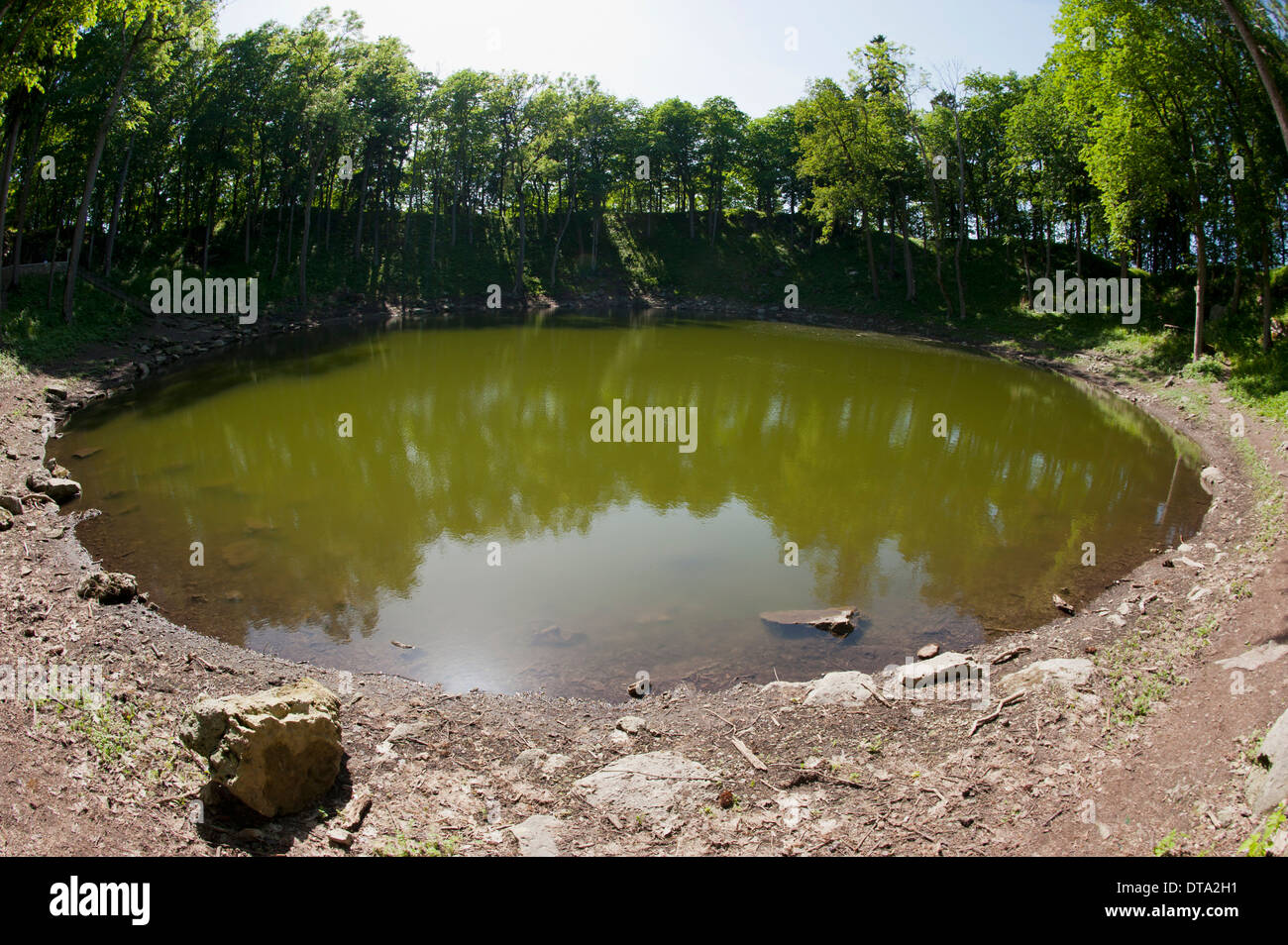 Meteorite crater, Kaali, Kuressaare, Saaremaa, Estonia, Baltic States Stock Photo