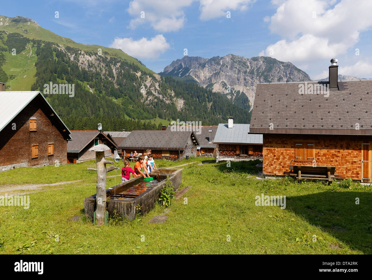 Nenzinger Himmel alpine village, Gamperdonatal, Nenzing parish, Rätikon, Vorarlberg, Austria Stock Photo