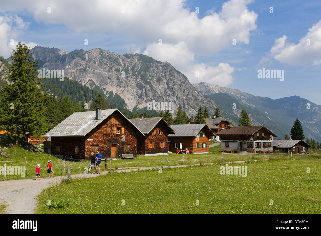 Nenzinger Himmel alpine village, Gamperdonatal, Nenzing parish, Rätikon, Vorarlberg, Austria Stock Photo