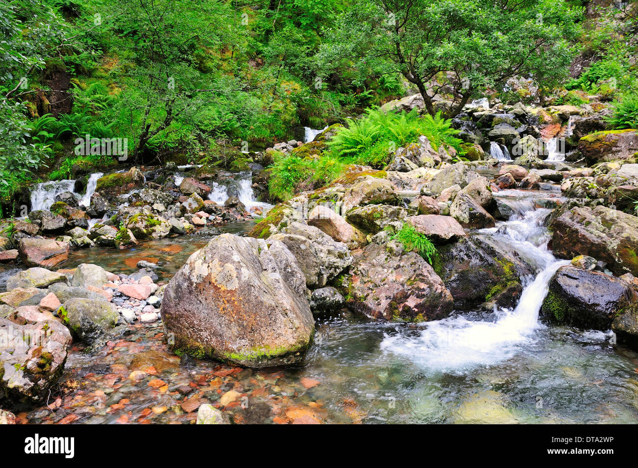 Mountain stream in the Three Sisters, Glen Coe, Ross Skye and Lochaber, Scottish Highlands, Scotland, United Kingdom Stock Photo