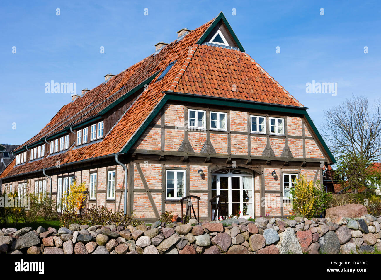 Half-timbered house, Nienhagen, Mecklenburg-Western Pomerania, Germany Stock Photo