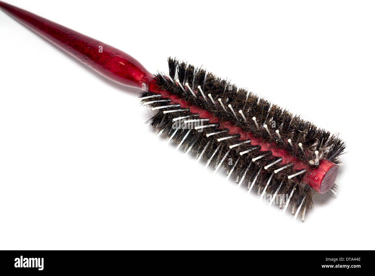 Hairbrush with Hair Loss on white background Stock Photo