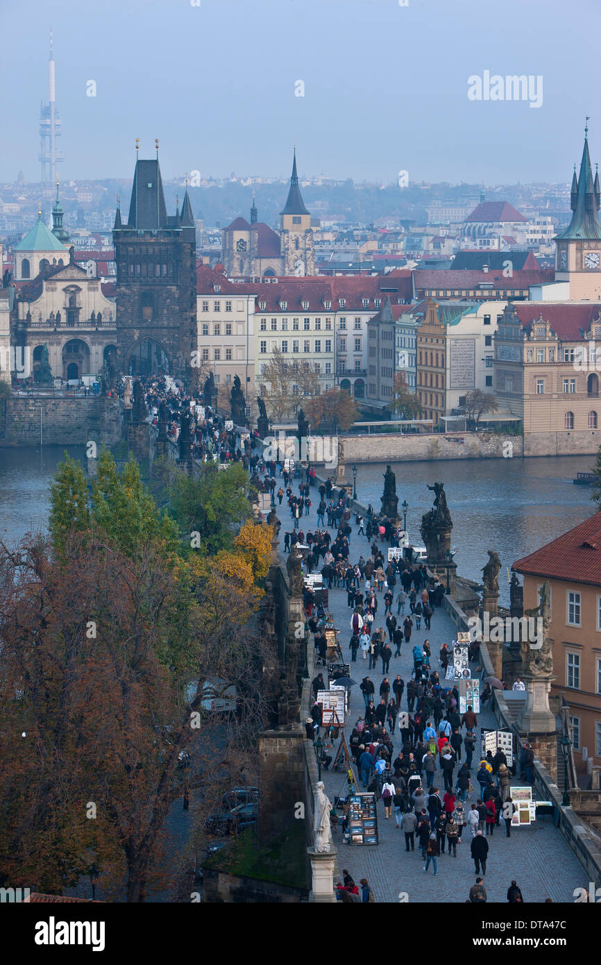 Prag, Moldau, Karlsbrücke, Karluv most Stock Photo