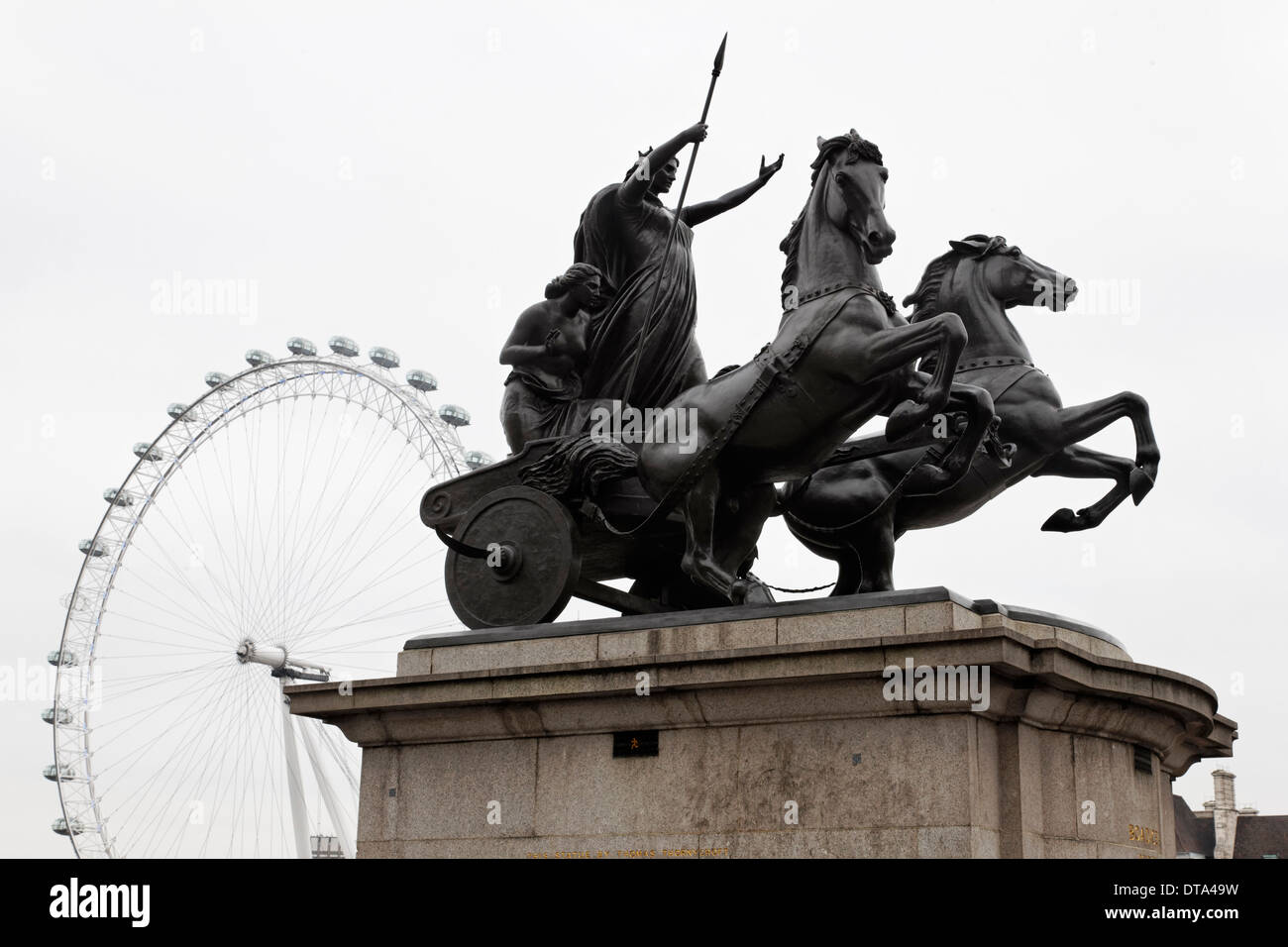 London, Boudicca Statue (auch Boudica, Boadicea, Bodvica, Bonduca) Stock Photo