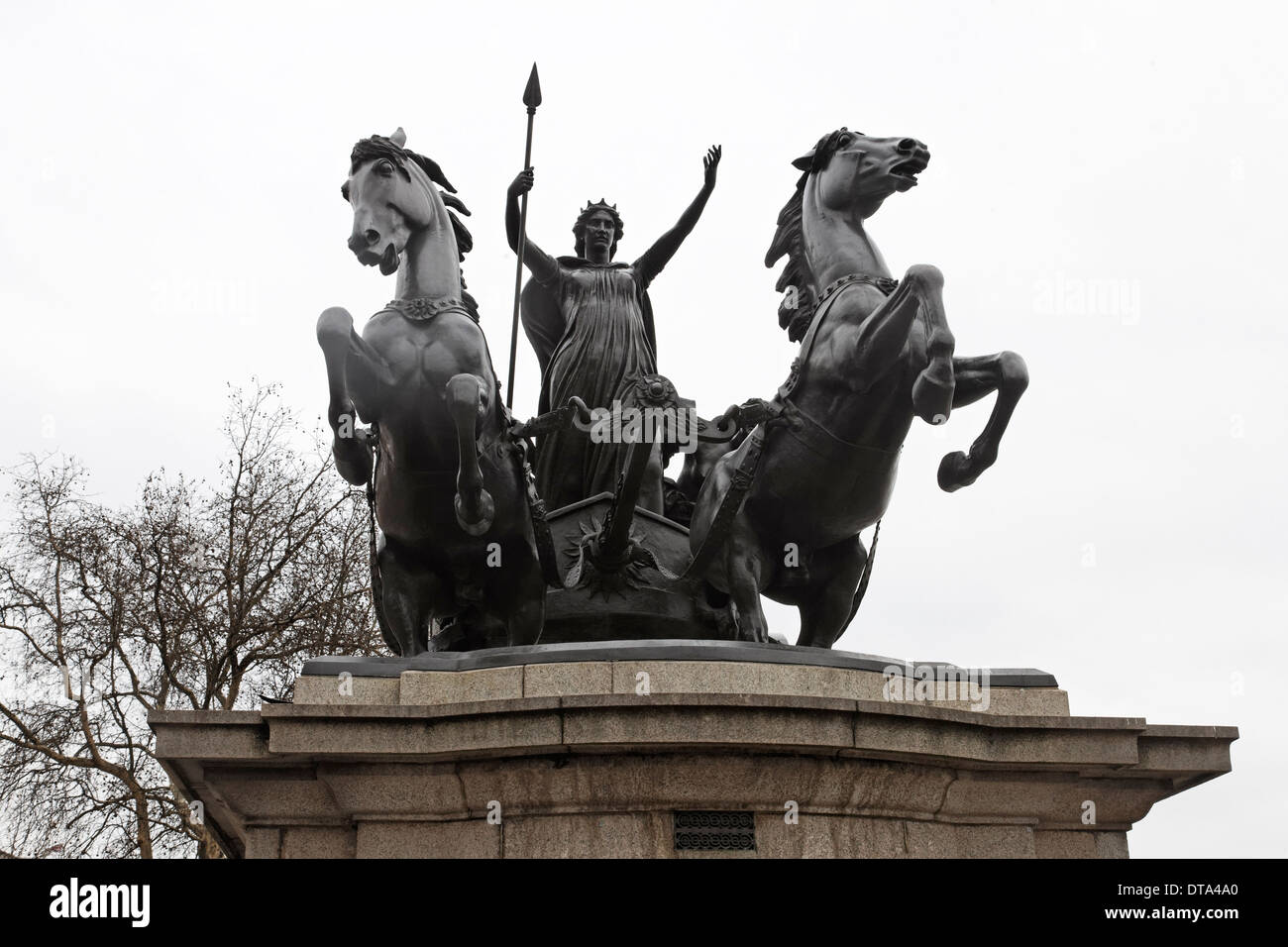 London, Boudicca Statue (auch Boudica, Boadicea, Bodvica, Bonduca) Stock Photo