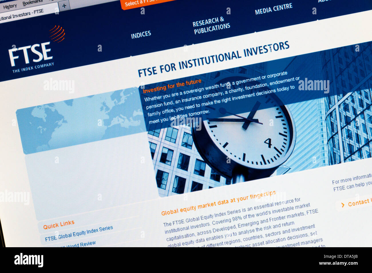 The web site of the FTSE index. Stock Photo