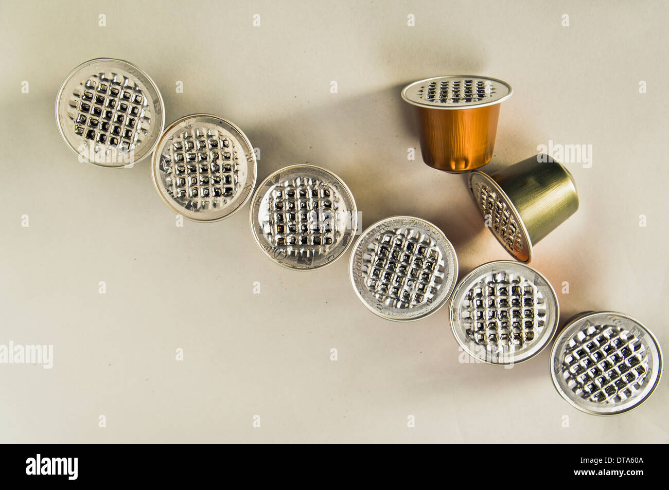 recycling, waste, Aluminium, Al, consumed, used, Nespresso capsules, coffee Stock Photo Alamy