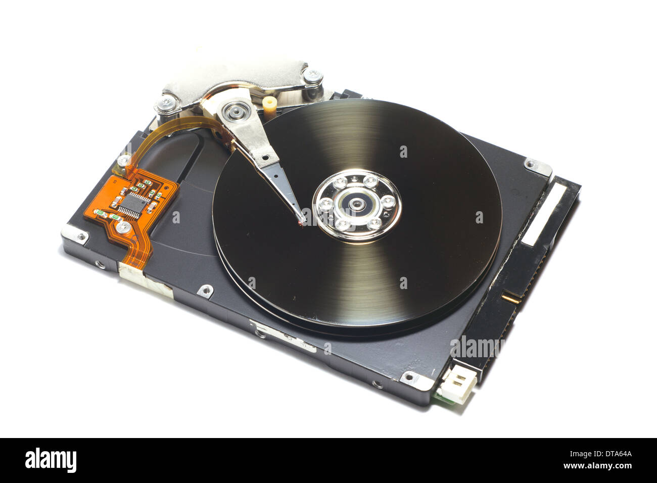 Close up of modern opened hard disk drive Stock Photo