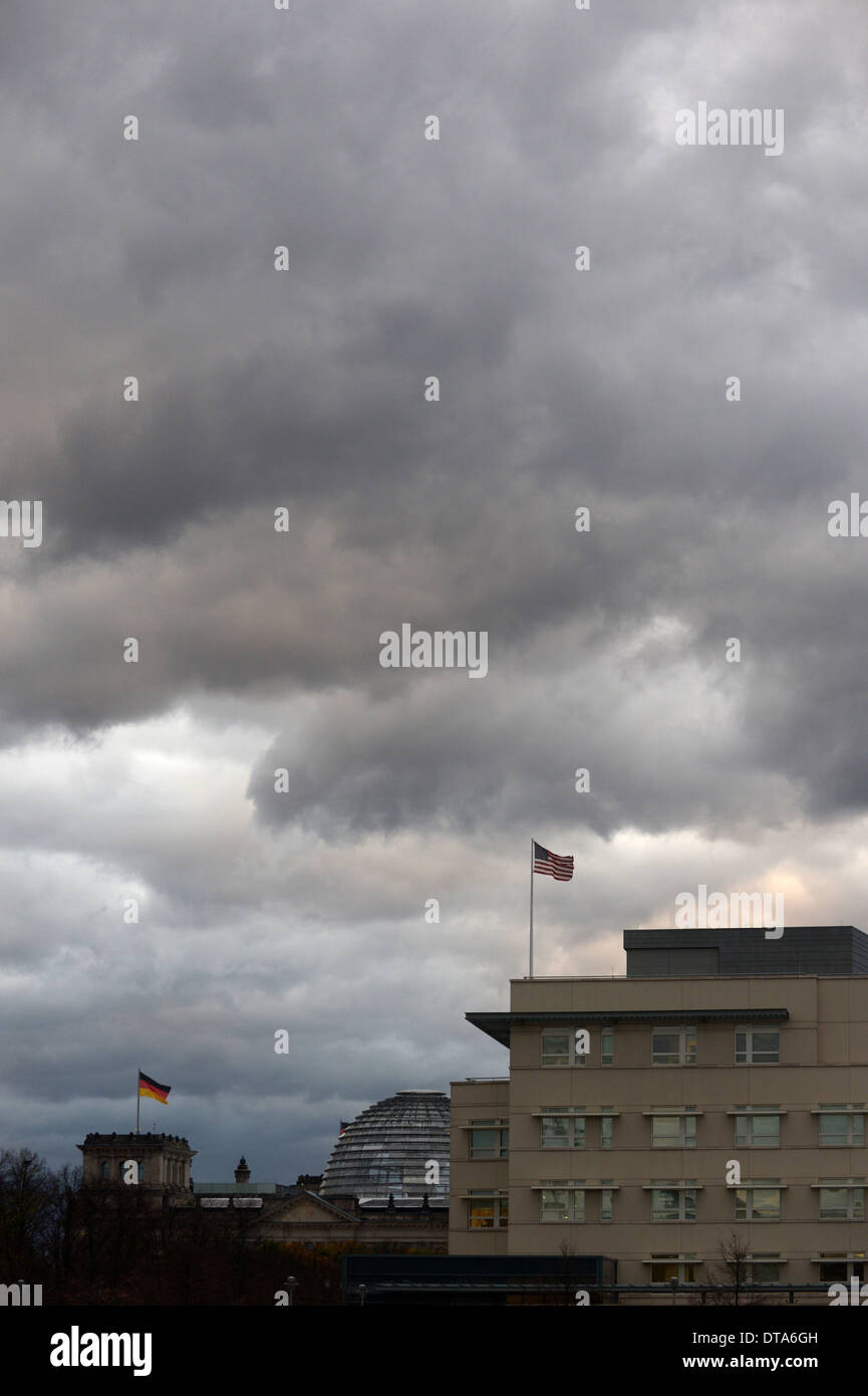 Berlin, Germany, somber clouds over the American Embassy Stock Photo