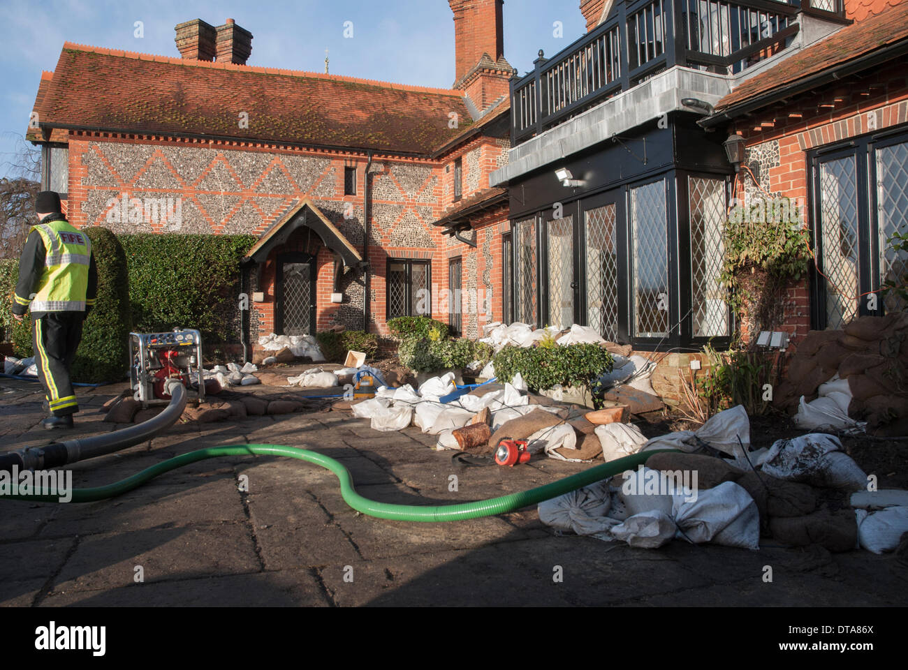 Marlow, UK. 13th Feb, 2014. Wayne Burry from the Buckinghamshire Fire