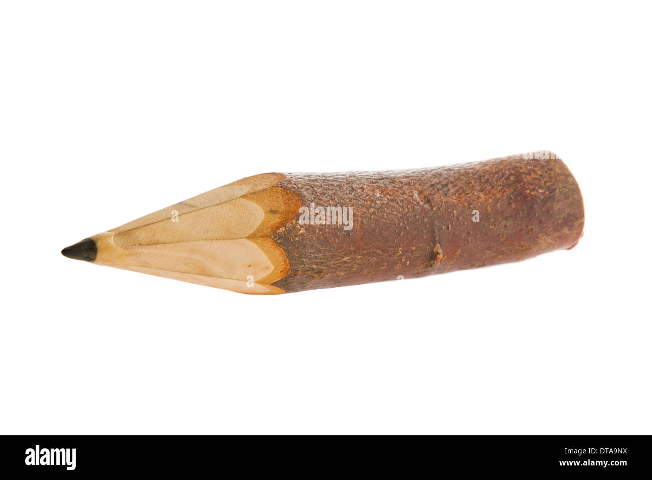 Unique sharp wooden Pencil isolated on white Stock Photo